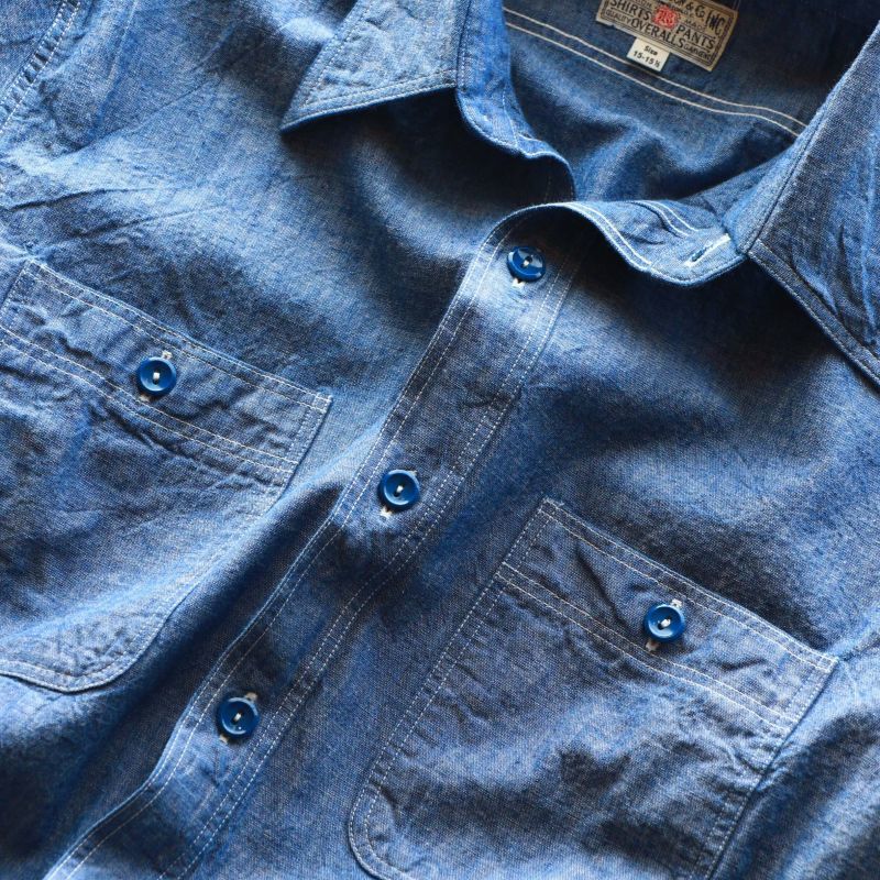 Buzz Rickson's バズリクソンズ BLUE CHAMBRAY S/S WORK SHIRT シャンブレーワークシャツ ブルー BR35856