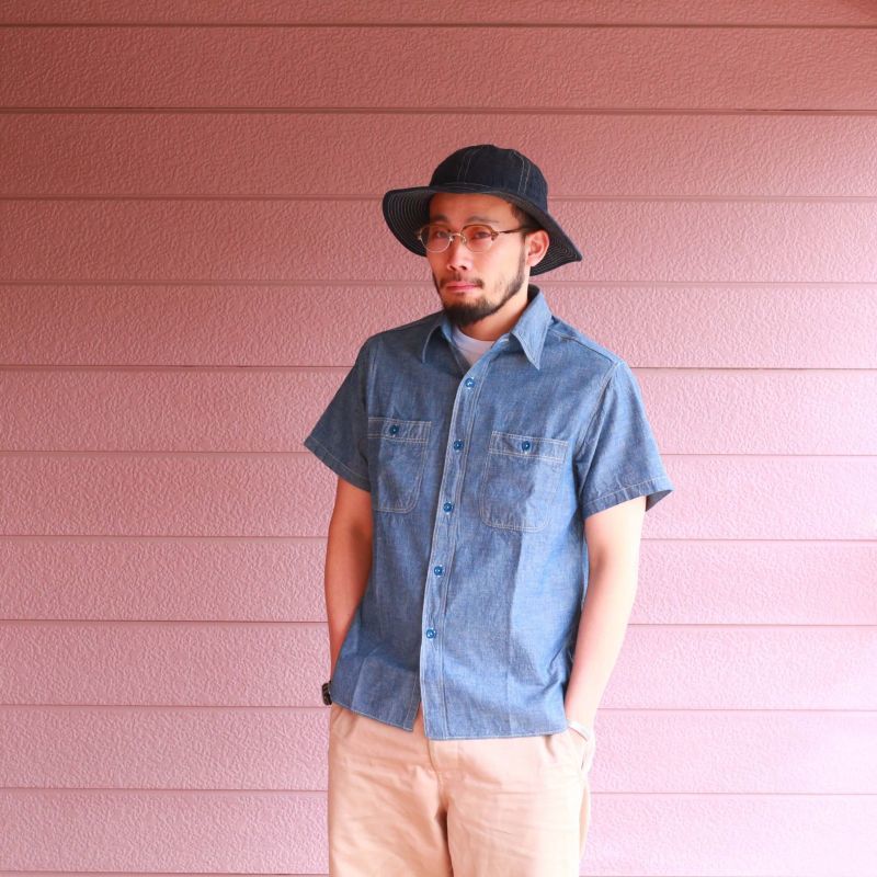 Buzz Rickson's バズリクソンズ BLUE CHAMBRAY S/S WORK SHIRT シャンブレーワークシャツ ブルー BR35856