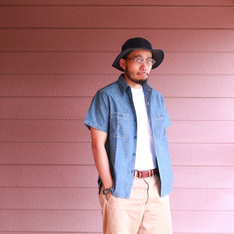 Buzz Rickson's バズリクソンズ BLUE CHAMBRAY S/S WORK SHIRT シャンブレーワークシャツ ブルー BR35856