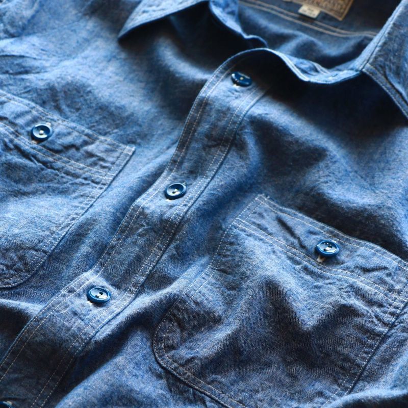 Buzz Rickson's バズリクソンズ BLUE CHAMBRAY S/S WORK SHIRT シャンブレーワークシャツ ブルー BR35856