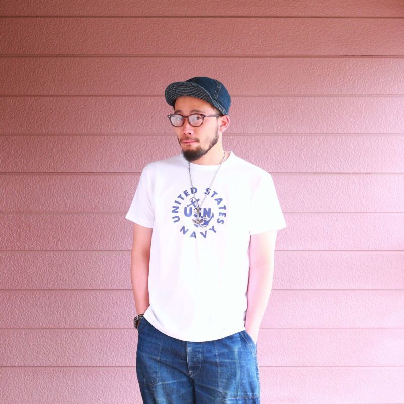 Buzz Rickson's バズリクソンズ SLUB YARN T-SHIRT UNITED STATES NAVY スラブ プリントTEE ホワイト