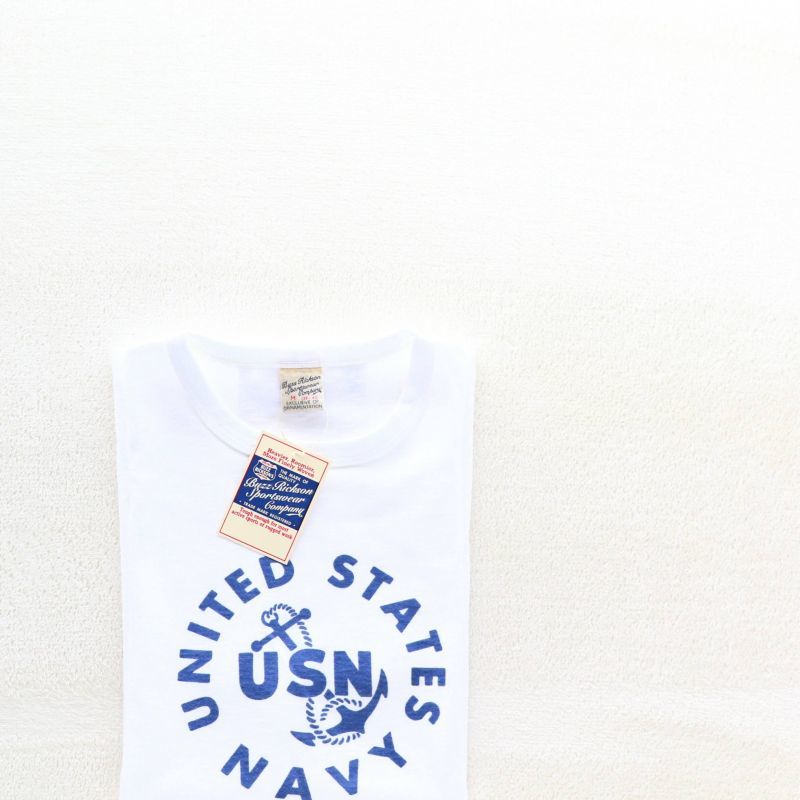 Buzz Rickson's バズリクソンズ SLUB YARN T-SHIRT UNITED STATES NAVY スラブ プリントTEE ホワイト