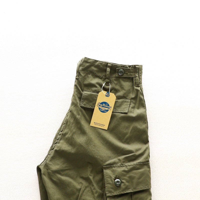 Buzz Rickson's バズリクソンズ TROUSERS,MEN'S, COTTON WIND RESISTANT POPLIN, OLIVE GREEN, ARMY SHADE 107 SHORTS カーゴショーツ