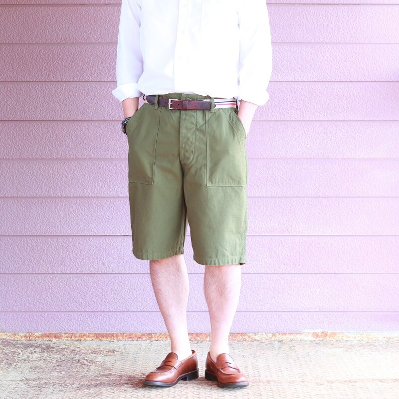 Buzz Rickson's バズリクソンズ TROUSERS MEN'S COTTON SATEEN OLIVE GREEN QM SHADE 107,TYPE I,CLASS SHORTS ベイカーショーツ