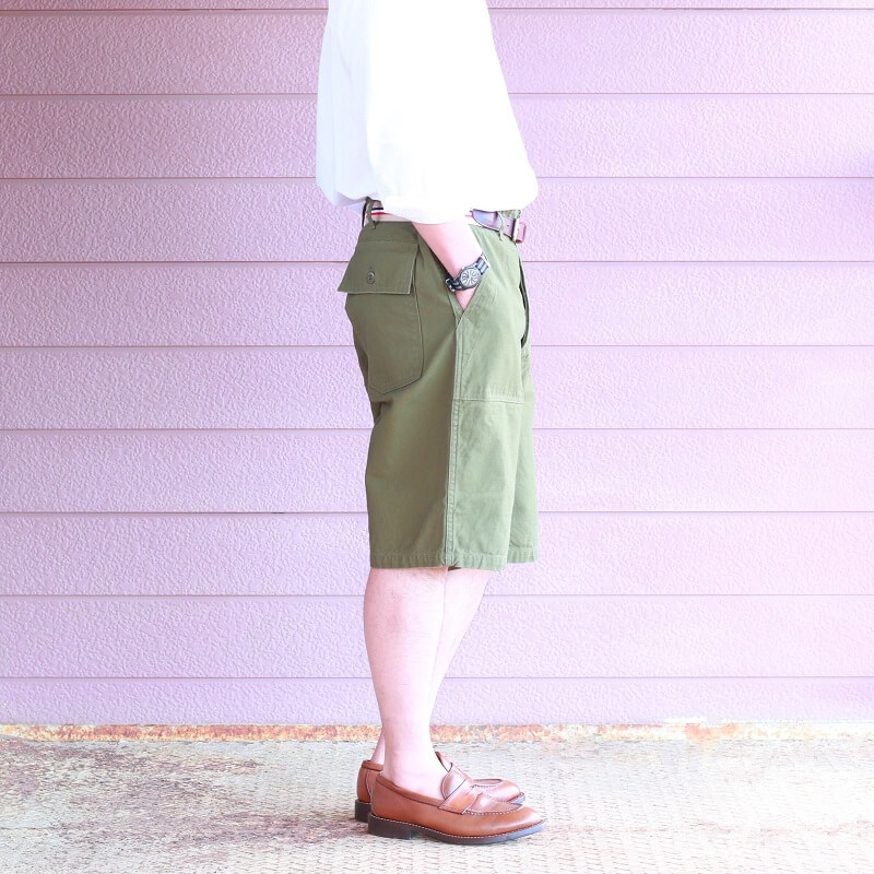 Buzz Rickson's バズリクソンズ TROUSERS MEN'S COTTON SATEEN OLIVE GREEN QM SHADE 107,TYPE I,CLASS SHORTS ベイカーショーツ