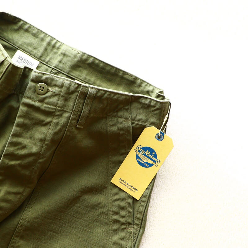 Buzz Rickson's バズリクソンズ TROUSERS MEN'S COTTON SATEEN OLIVE GREEN QM SHADE 107,TYPE I,CLASS SHORTS ベイカーショーツ