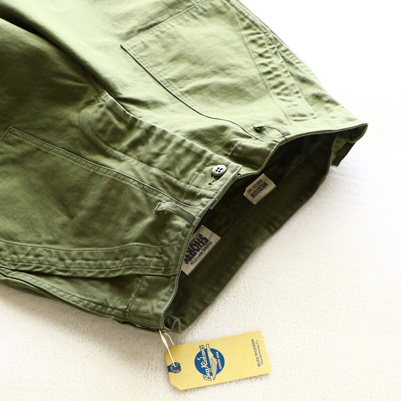 Buzz Rickson's バズリクソンズ TROUSERS MEN'S COTTON SATEEN OLIVE GREEN QM SHADE 107,TYPE I,CLASS SHORTS ベイカーショーツ