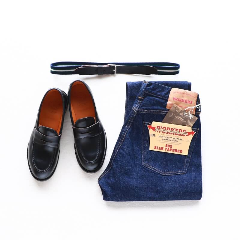 WHEEL ROBE ウィールローブ HEAVY STITCHING LOAFER Last #1228 ヘビーステッチングローファー BLACK