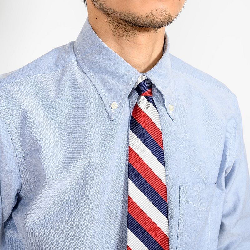 WORKERS ワーカーズ Silk Repp Tie シルクレップタイ Red-Navy-Silver