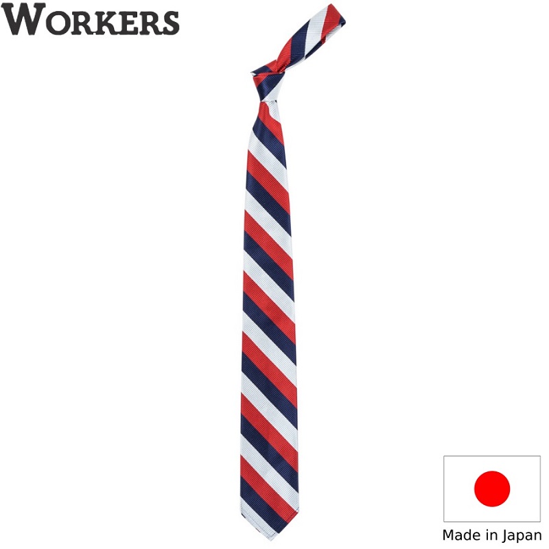 WORKERS ワーカーズ Silk Repp Tie シルクレップタイ Red-Navy-Silver