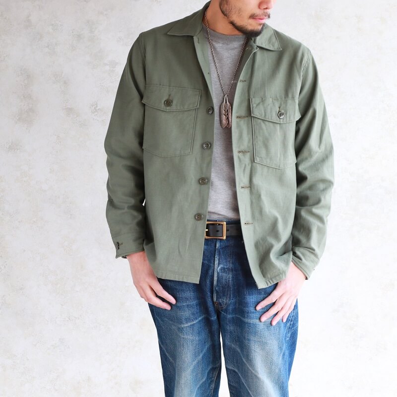 Buzz Rickson's バズリクソンズ SHIRT, MAN'S, COTTON SATEEN, OLIVE GREEN SHADE 107 ミリタリーシャツ