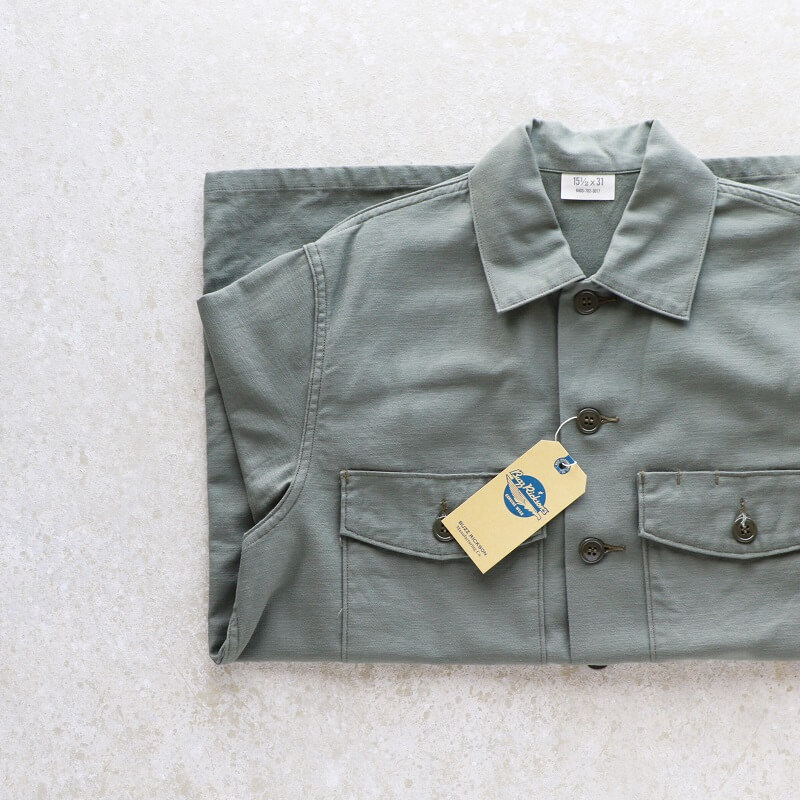 Buzz Rickson's バズリクソンズ SHIRT, MAN'S, COTTON SATEEN, OLIVE GREEN SHADE 107 ミリタリーシャツ