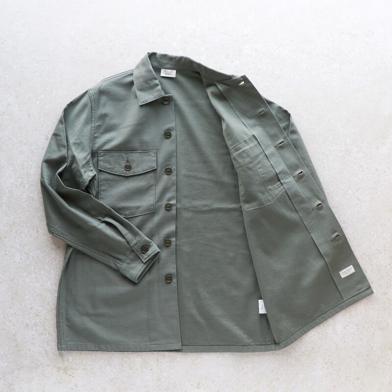 Buzz Rickson's バズリクソンズ SHIRT, MAN'S, COTTON SATEEN, OLIVE GREEN SHADE 107 ミリタリーシャツ