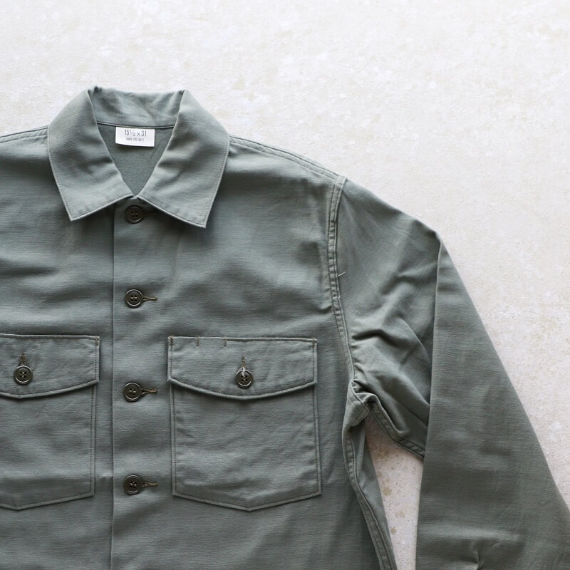 Buzz Rickson's バズリクソンズ SHIRT, MAN'S, COTTON SATEEN, OLIVE GREEN SHADE 107 ミリタリーシャツ