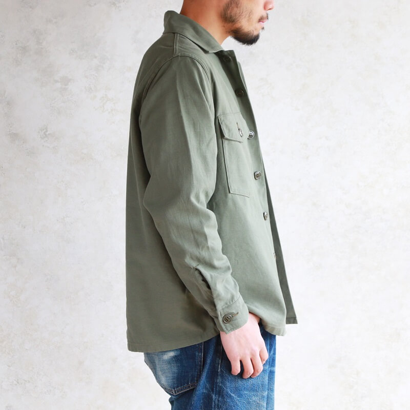 Buzz Rickson's バズリクソンズ SHIRT, MAN'S, COTTON SATEEN, OLIVE GREEN SHADE 107 ミリタリーシャツ