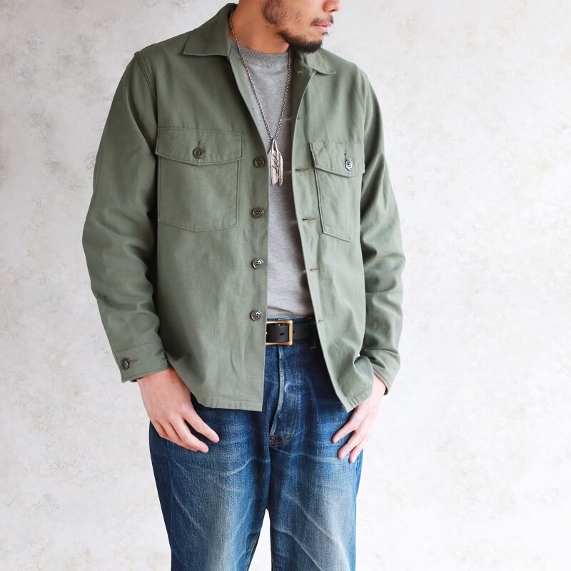 Buzz Rickson's バズリクソンズ SHIRT, MAN'S, COTTON SATEEN, OLIVE GREEN SHADE 107 ミリタリーシャツ