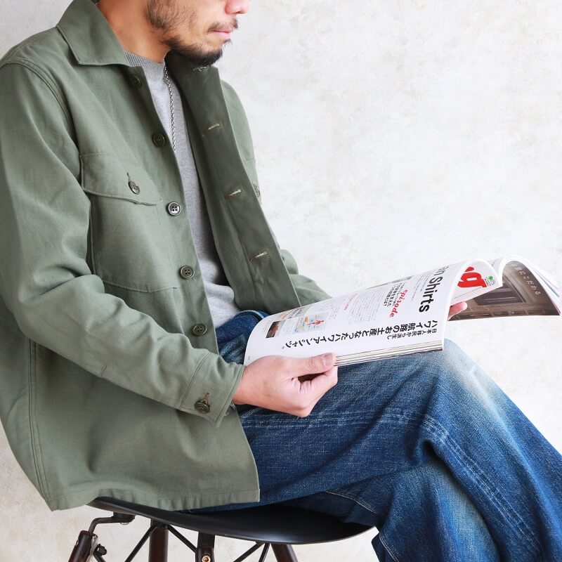 Buzz Rickson's バズリクソンズ SHIRT, MAN'S, COTTON SATEEN, OLIVE GREEN SHADE 107 ミリタリーシャツ