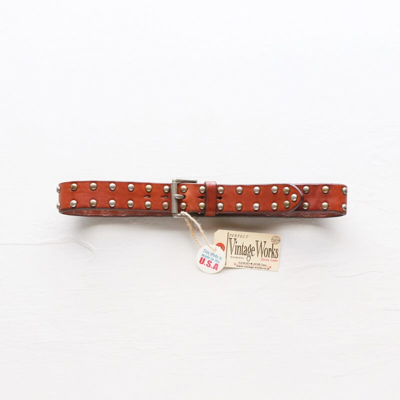 Vintage Works ヴィンテージワークス Leather belt 5Hole Made in USA studs レザースタッズベルト 5ホール DH5550