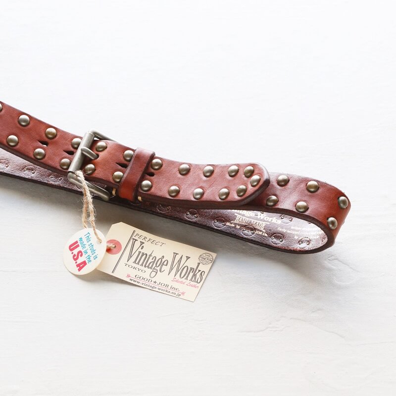 Vintage Works ヴィンテージワークス Leather belt 5Hole Made in USA studs レザースタッズベルト 5ホール DH5550