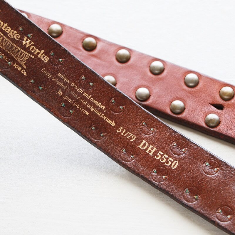 Vintage Works ヴィンテージワークス Leather belt 5Hole Made in USA studs レザースタッズベルト 5ホール DH5550