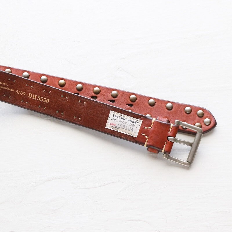 Vintage Works ヴィンテージワークス Leather belt 5Hole Made in USA studs レザースタッズベルト 5ホール DH5550
