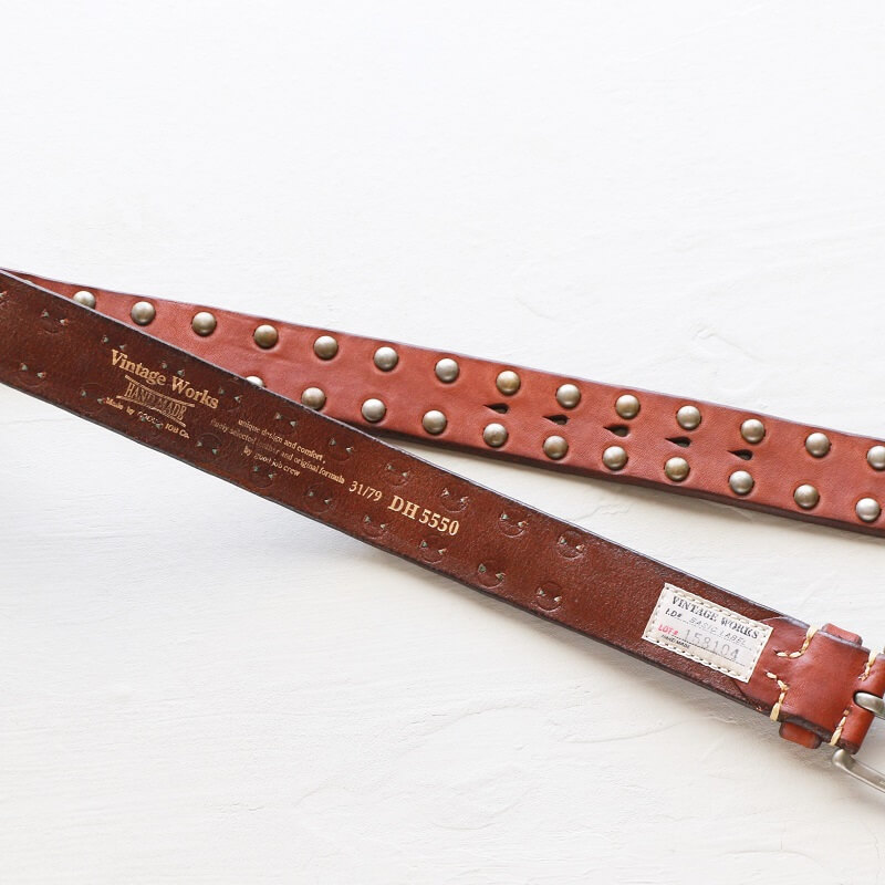 Vintage Works ヴィンテージワークス Leather belt 5Hole Made in USA studs レザースタッズベルト 5ホール DH5550