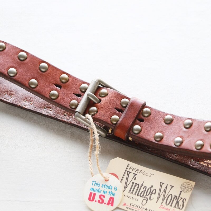 Vintage Works ヴィンテージワークス Leather belt 5Hole Made in USA studs レザースタッズベルト 5ホール DH5550