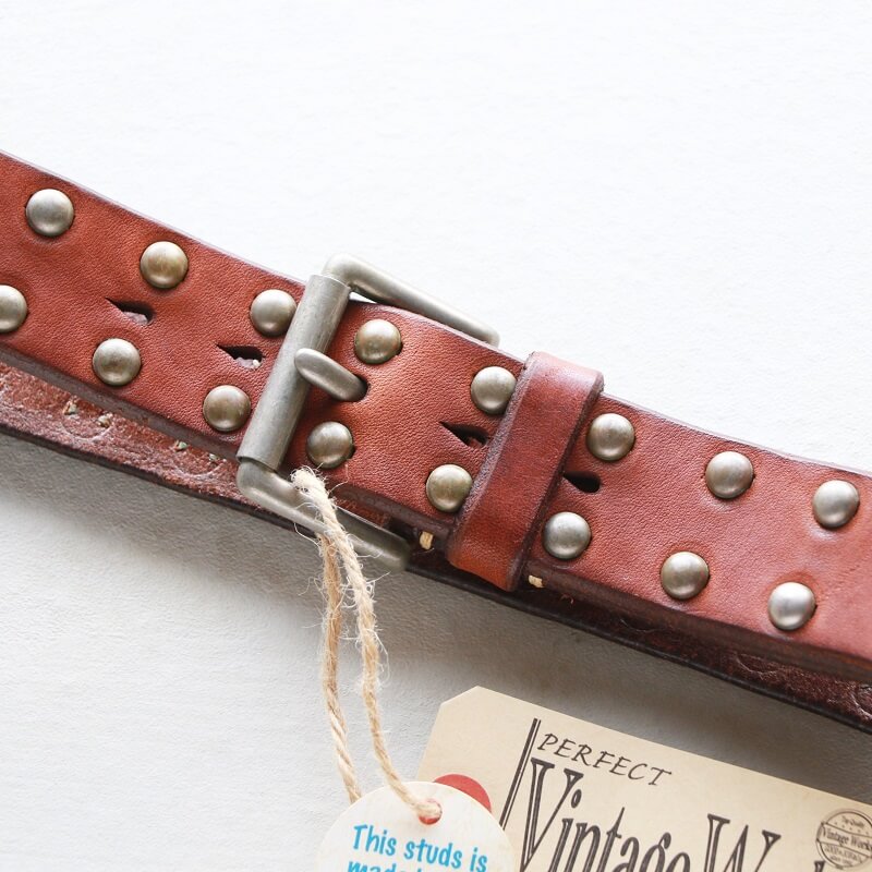 Vintage Works ヴィンテージワークス Leather belt 5Hole Made in USA studs レザースタッズベルト 5ホール DH5550