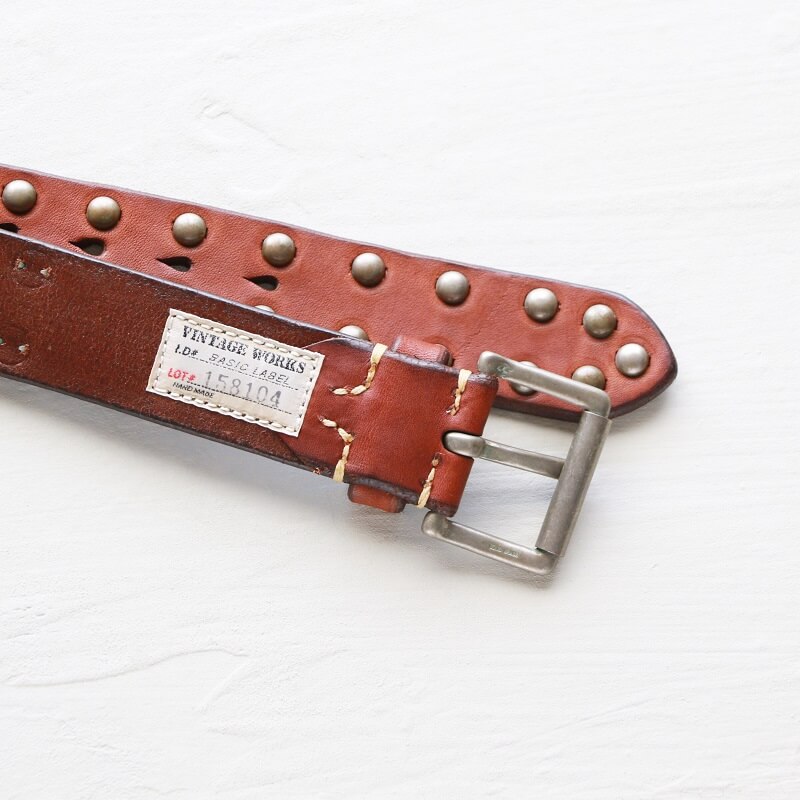 Vintage Works ヴィンテージワークス Leather belt 5Hole Made in USA studs レザースタッズベルト 5ホール DH5550