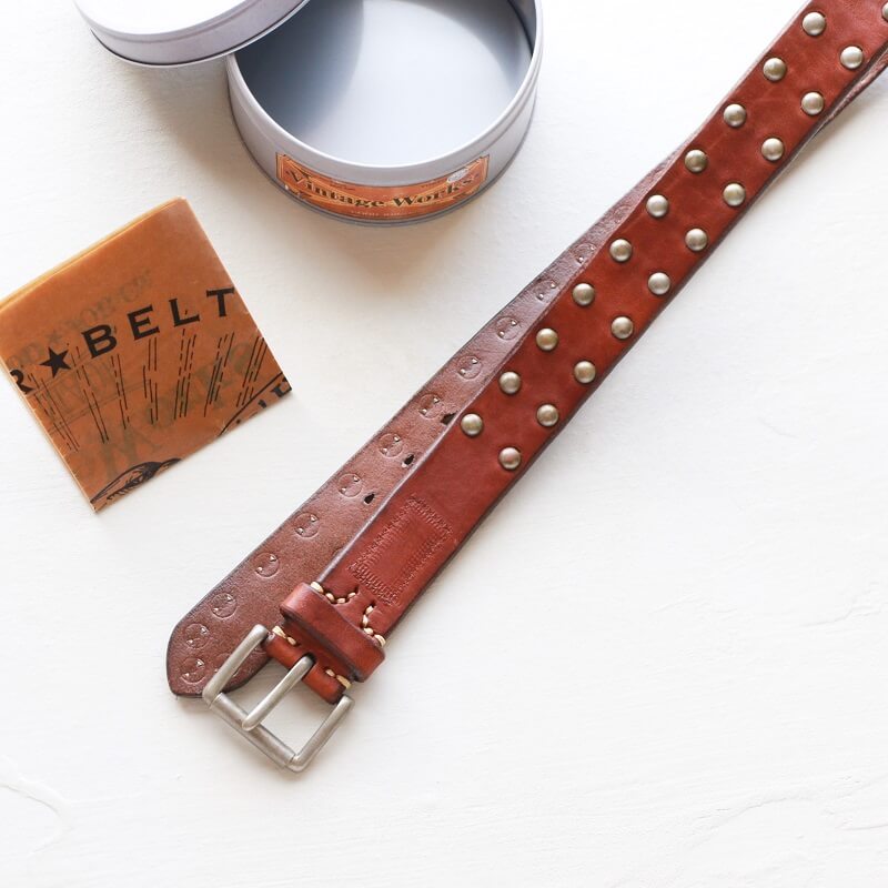 Vintage Works ヴィンテージワークス Leather belt 5Hole Made in USA studs レザースタッズベルト 5ホール DH5550