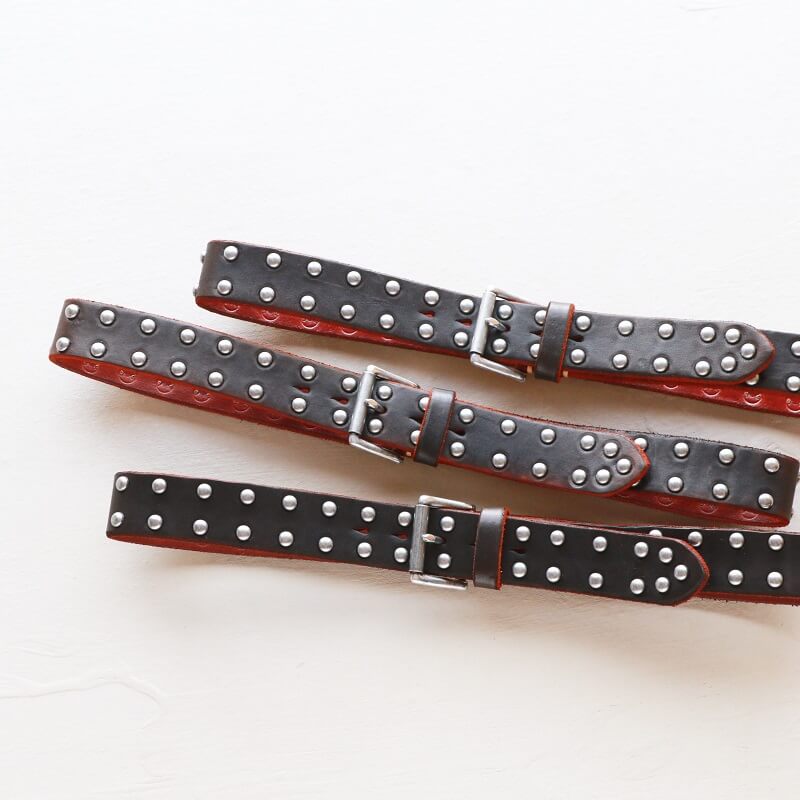 Vintage Works ヴィンテージワークス Leather belt 5Hole Made in USA studs レザースタッズベルト 5ホール 茶芯 DH5550