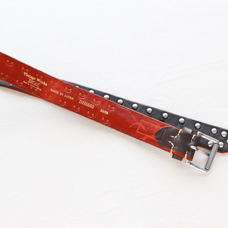 Vintage Works DH5550 レザースタッズベルト 35 89 ベルト
