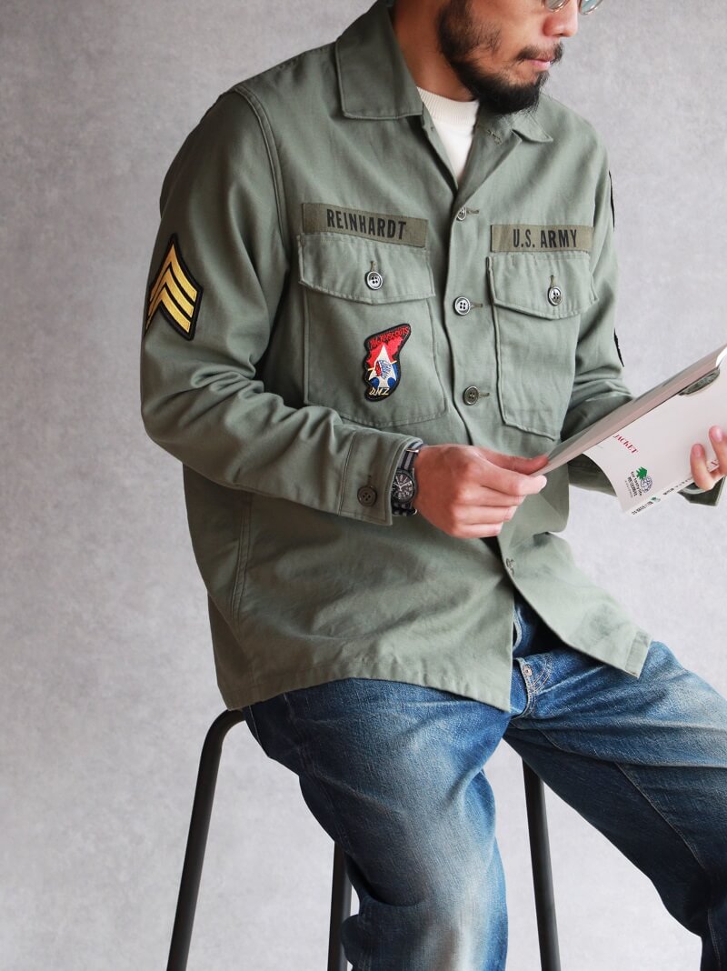 Buzz Rickson's バズリクソンズ SHIRT MAN'S COTTON SATEEN OLIVE GREEN SHADE107 “DEMILITARIZED ZONE” ミリタリーシャツ