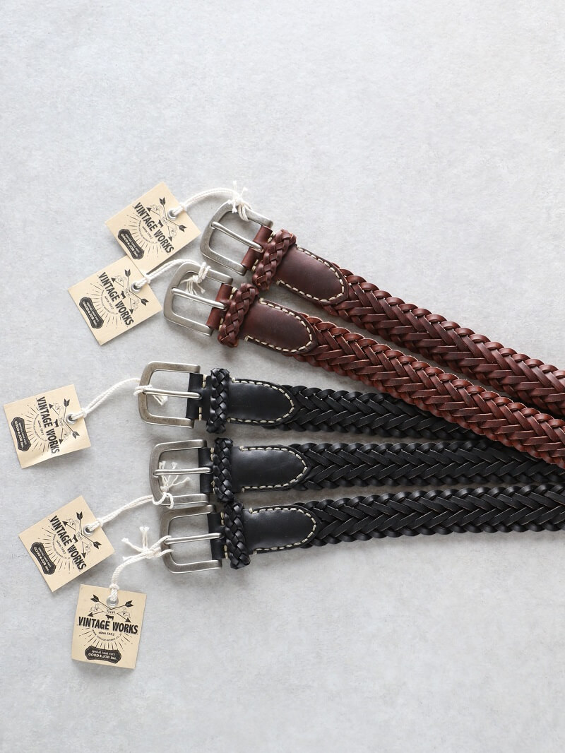 Vintage Works ヴィンテージワークス Leather belt レザーメッシュ 