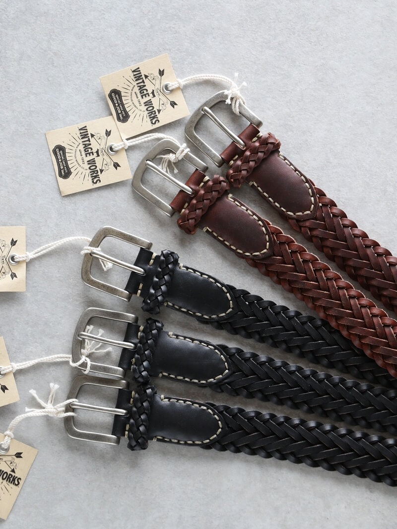 Vintage Works ヴィンテージワークス Leather belt レザーメッシュ