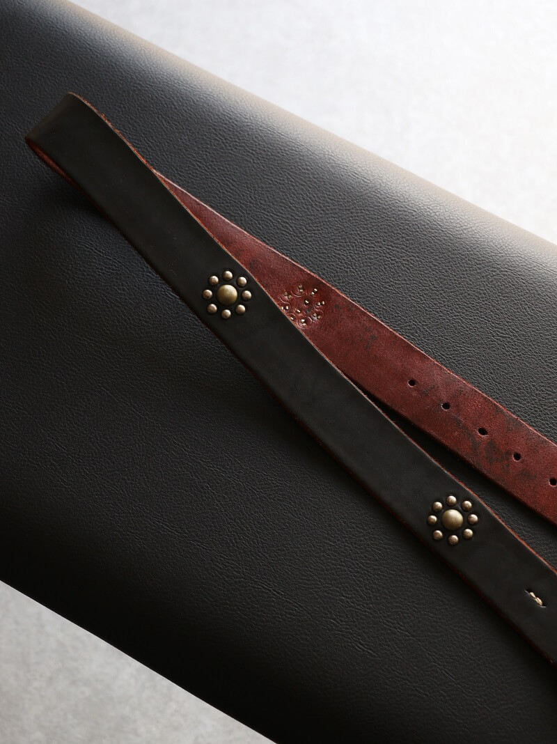 Vintage Works ヴィンテージワークス Leather belt 5Hole Custum Made in USA studs レザースタッズベルト 5ホール 茶芯 DH5697 Custum 