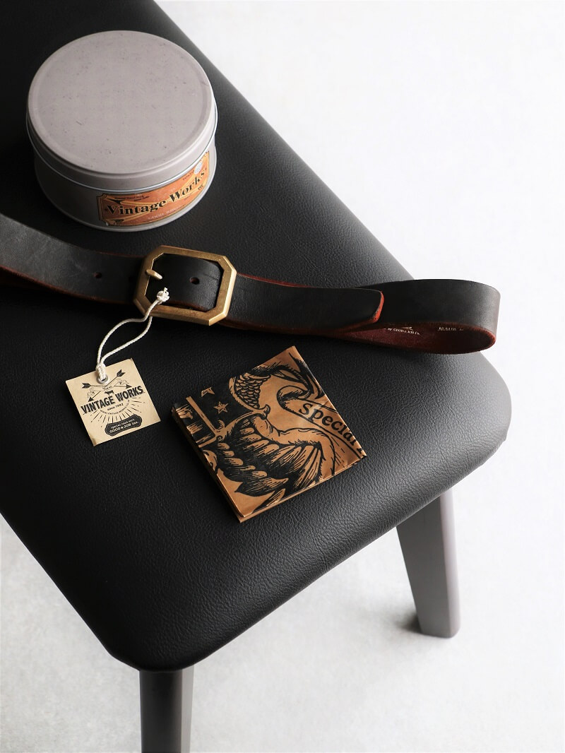 Vintage Works ヴィンテージワークス Leather belt 5Hole レザーベルト 5ホール 茶芯 DH684