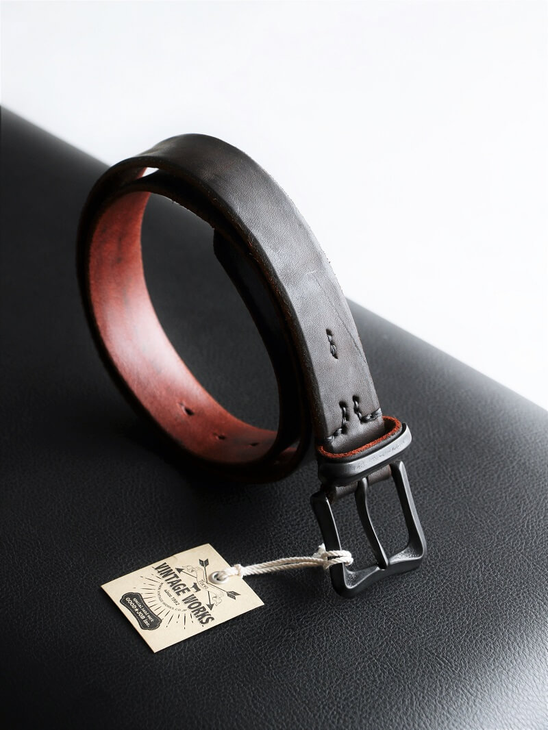 Vintage Works ヴィンテージワークス Leather belt 5Hole レザーベルト 5ホール 茶芯 DH5675 MK-2