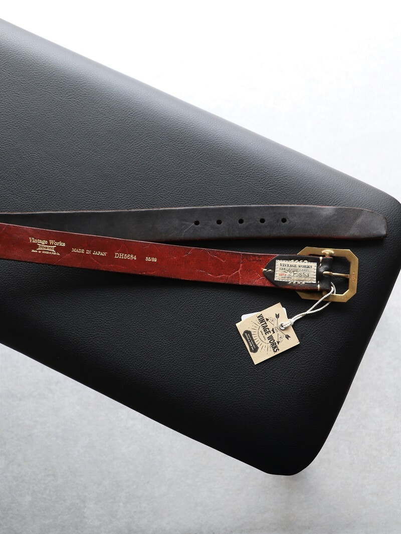 Vintage Works ヴィンテージワークス Leather belt 5Hole レザーベルト 5ホール 茶芯 DH684