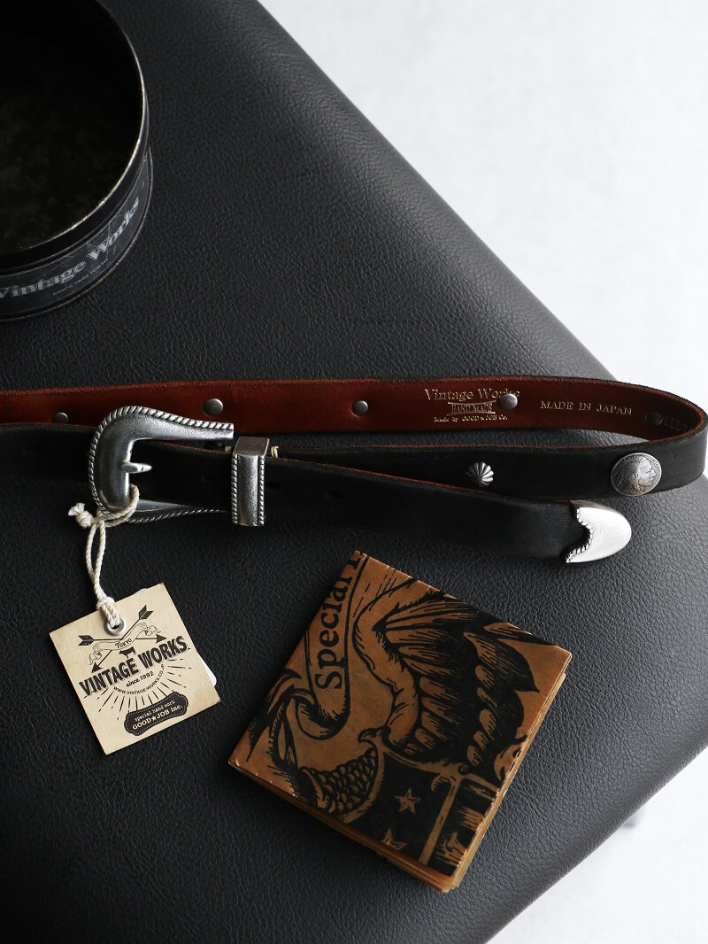 Vintage Works ヴィンテージワークス Leather belt 7Hole レザーベルト 7ホール コンチョ 茶芯 DH5738 CH-1