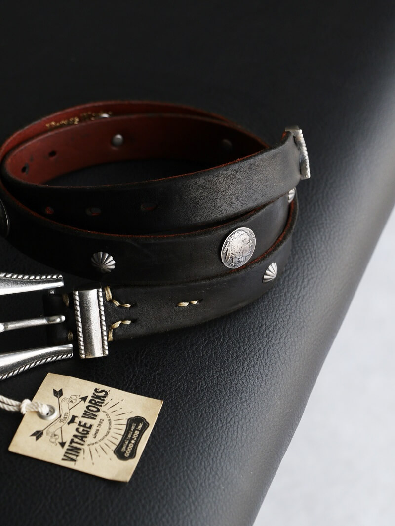 Vintage Works ヴィンテージワークス Leather belt 7Hole レザーベルト 7ホール コンチョ 茶芯 DH5738 CH-1