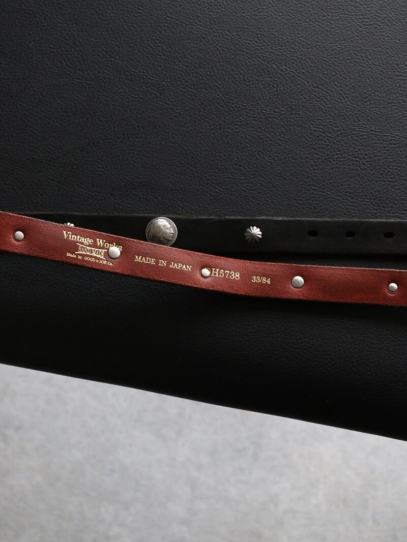 Vintage Works ヴィンテージワークス Leather belt 7Hole レザーベルト 7ホール コンチョ 茶芯 DH5738 CH-1