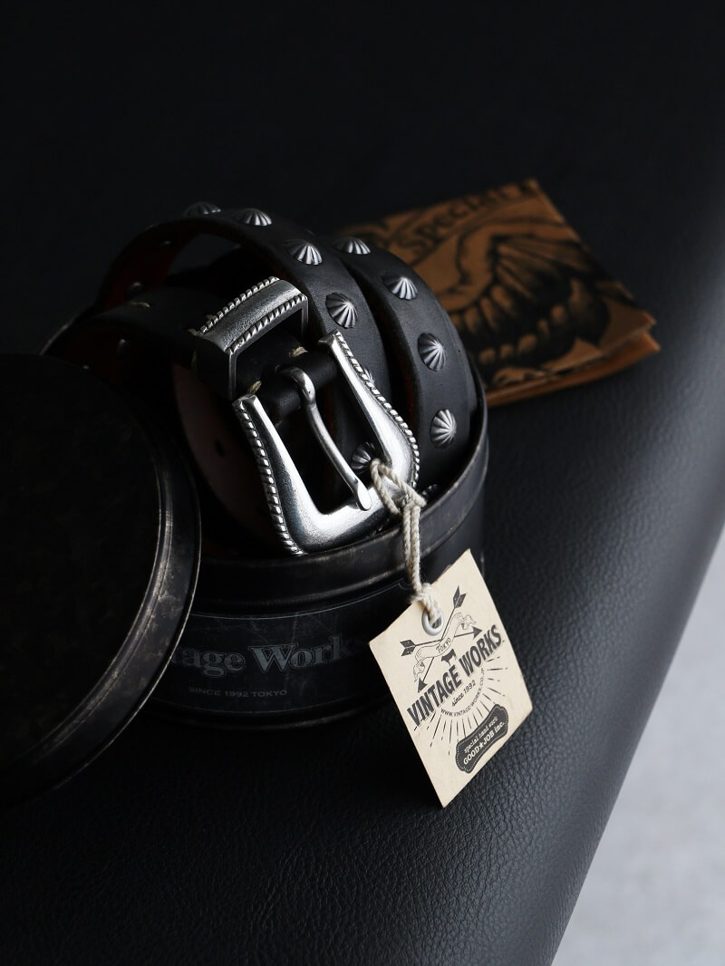 Vintage Works ヴィンテージワークス Leather belt 7Hole レザーベルト 7ホール コンチョ 茶芯 DH5738 CH-2