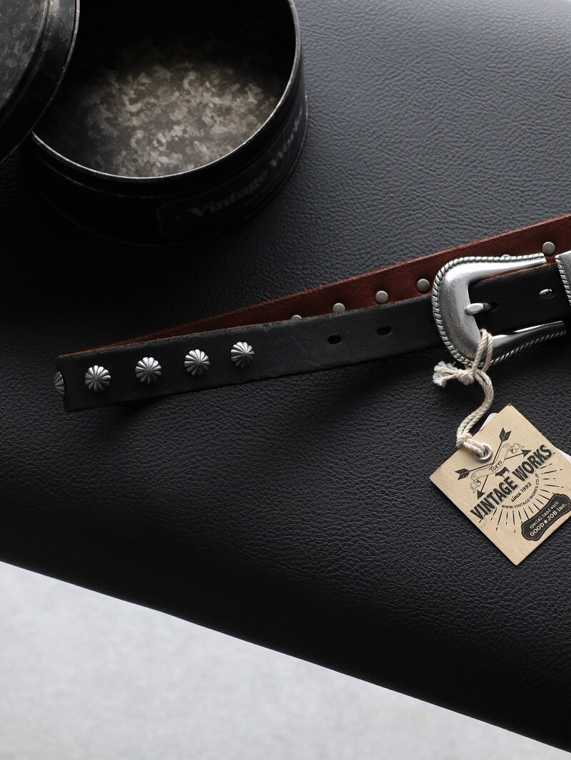 Vintage Works ヴィンテージワークス Leather belt 7Hole レザーベルト 7ホール コンチョ 茶芯 DH5738 CH-2