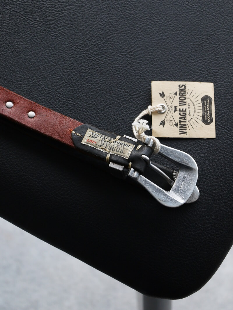 Vintage Works ヴィンテージワークス Leather belt 7Hole レザーベルト 7ホール コンチョ 茶芯 DH5738 CH-2