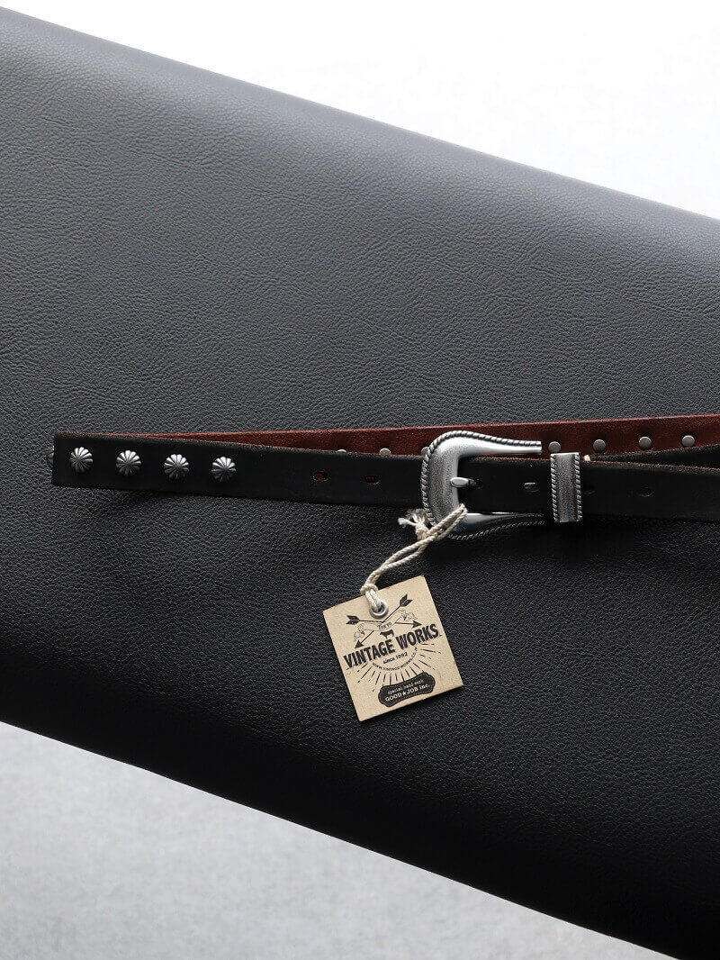 Vintage Works ヴィンテージワークス Leather belt 7Hole レザーベルト 7ホール コンチョ 茶芯 DH5738 CH-2