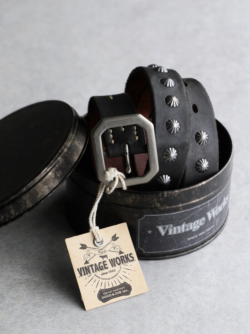 Vintage Works ヴィンテージワークス Leather belt 7Hole レザーベルト 7ホール コンチョ 茶芯 DH5726 CH-2