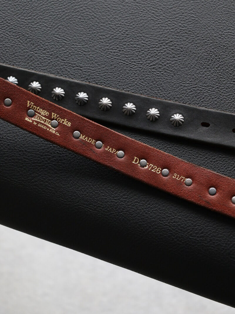 Vintage Works ヴィンテージワークス Leather belt 7Hole レザーベルト 7ホール コンチョ 茶芯 DH5726 CH-2