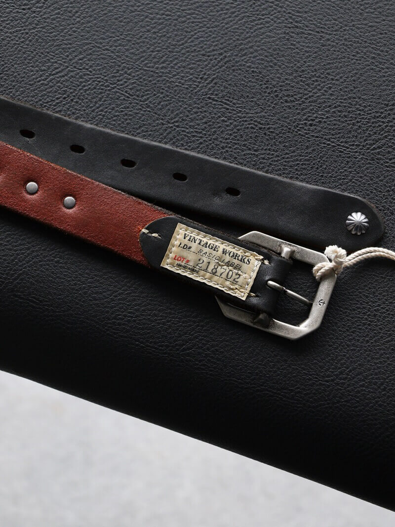 Vintage Works ヴィンテージワークス Leather belt 7Hole レザーベルト 7ホール コンチョ 茶芯 DH5726 CH-2