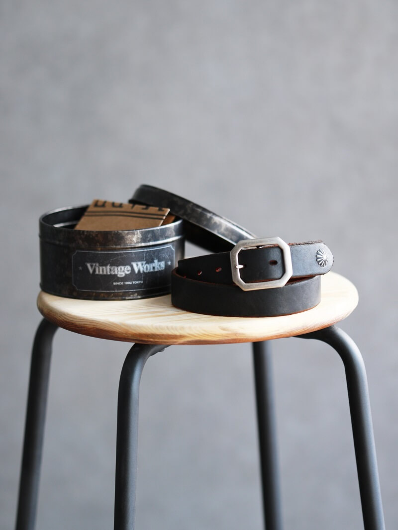 Vintage Works ヴィンテージワークス Leather belt 7Hole レザーベルト 7ホール コンチョ 茶芯 DH5726 CH-3